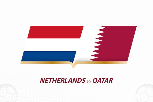 Holanda vs qatar na competição de futebol grupo a versus ícone no fundo do futebol