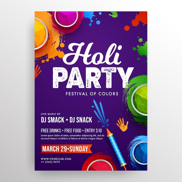 Vetor holi party flyer