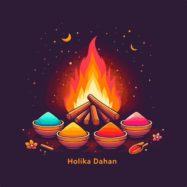 Vetor holika dahan fundo vetor ilustração festival indiano