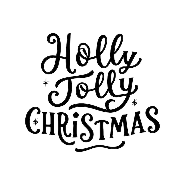 Holly Jolly Christmas letras de mão tipografia de Natal cartaz de design de camisa