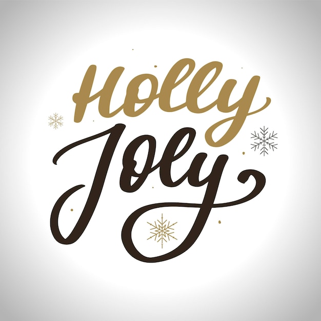 Holly Jolly - pôster exclusivo de tipografia desenhada à mão. Arte vetorial. Design perfeito para cartazes, folhetos e banners. Design de Natal.