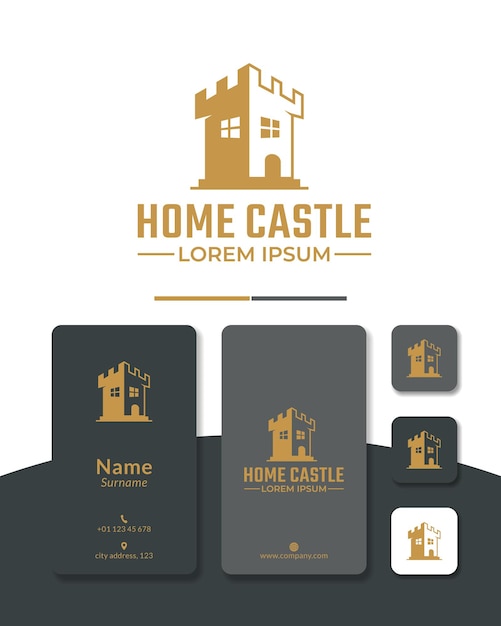Home castle logo design vector fortress palace
