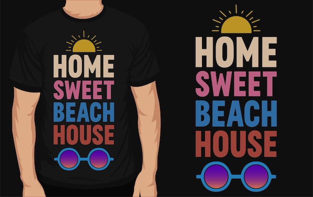 Vetor home doce casa de praia verão surfando design de camiseta tipográfica