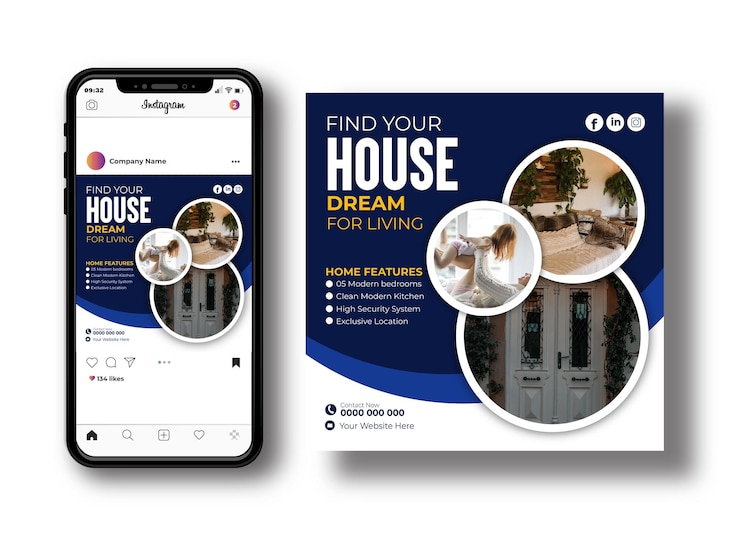 Vetor home instagram post ou modelo de design de banner de mídia social
