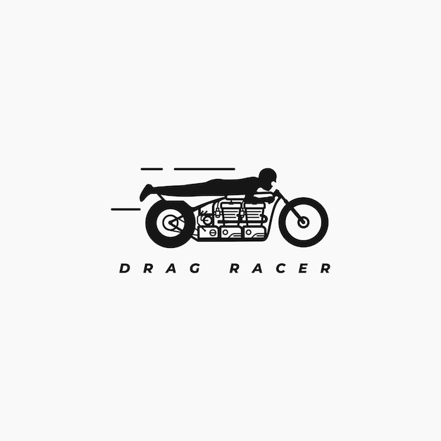 Vetor homem acelerando em uma motocicleta ilustração vetorial do logotipo de corrida drag