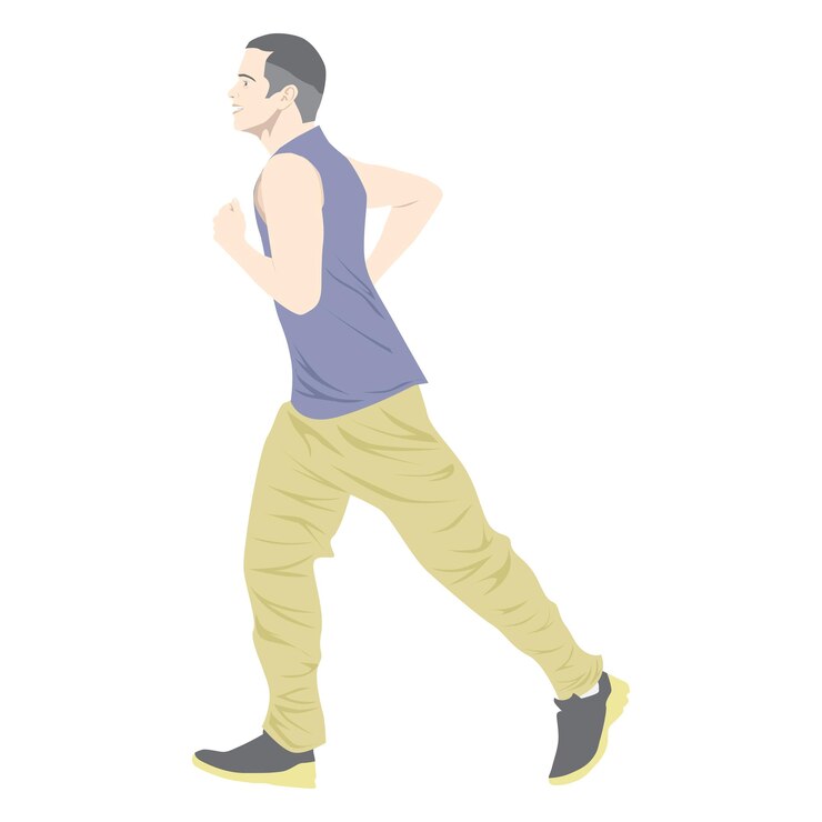 Vetor homem adulto musculoso correndo ou correndo exercício de treino ilustração de vetor plano simples