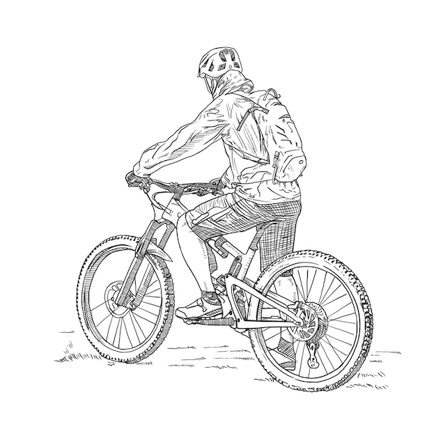 Esboço Preto De Um Homem Em Uma Bicicleta Ilustração do Vetor - Ilustração  de fundo, desenho: 106637764