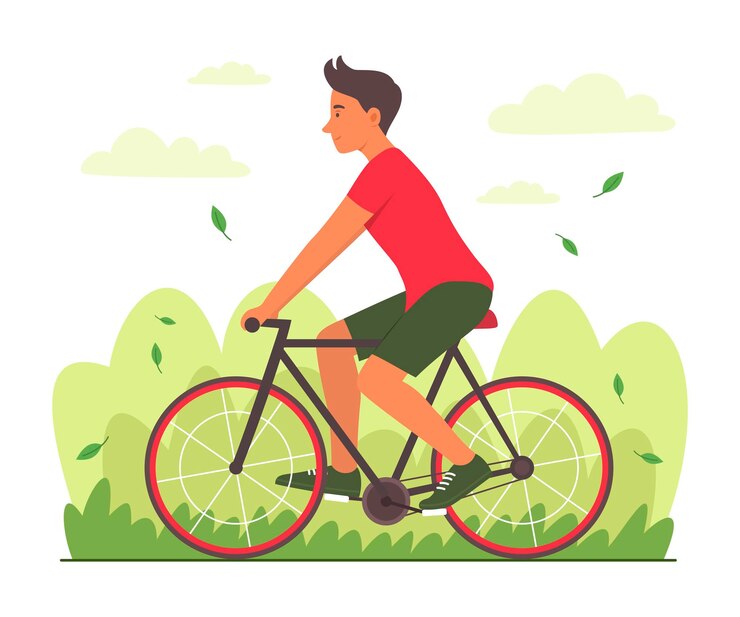 Homem andando de bicicleta no parque público