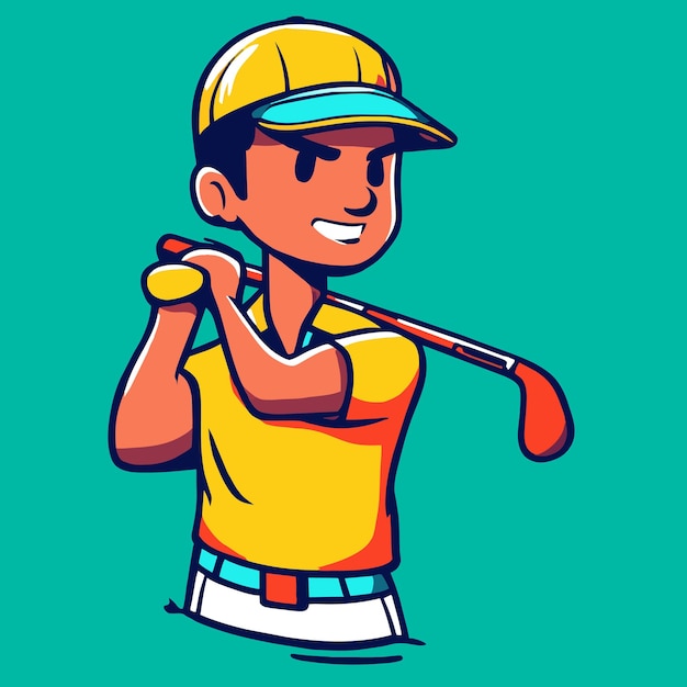 Vetor homem animado vector de golfe