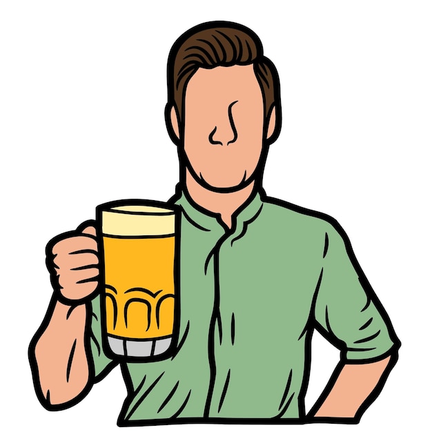 homem arrafado segurando um copo de cerveja na mão