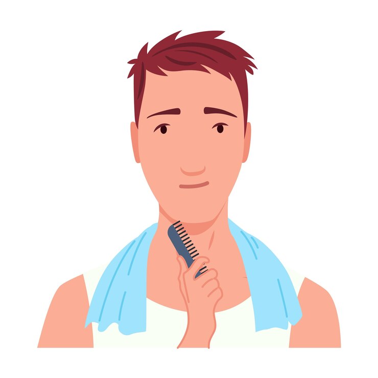 Vetor homem barbeando caracter masculino preparando faz rotina pessoal de cuidados com a pele limpa e trata sua ação facial ilustração vetorial plana isolada em fundo branco