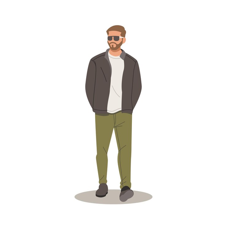 Vetor homem bonito confiante em roupas elegantes ilustração de design plano