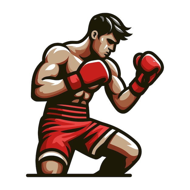 Vetor homem boxeador atleta meio corpo desenho vetorial ilustração esporte lutador boxe combate