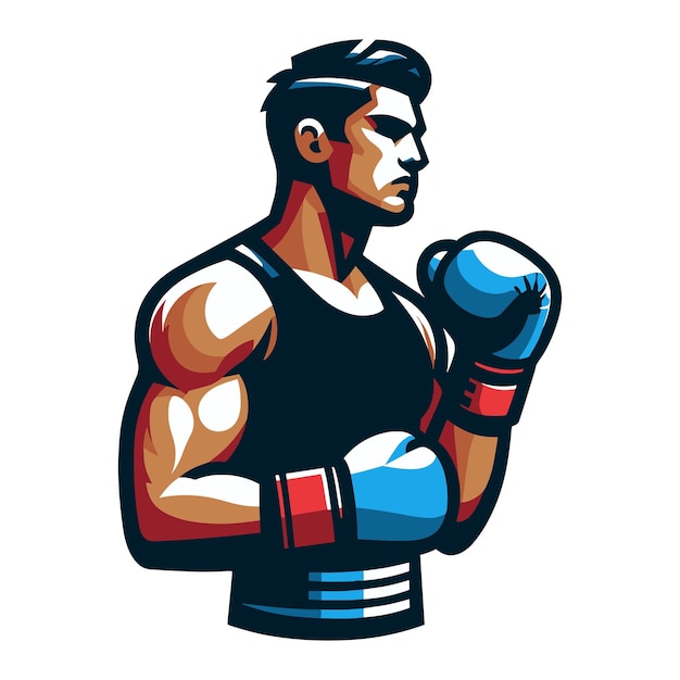 Vetor homem boxeador atleta meio corpo desenho vetorial ilustração esporte lutador boxe combate