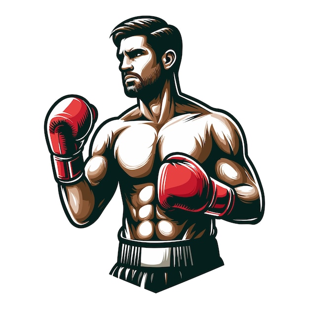 Vetor homem boxeador atleta meio corpo desenho vetorial ilustração esporte lutador boxe combate