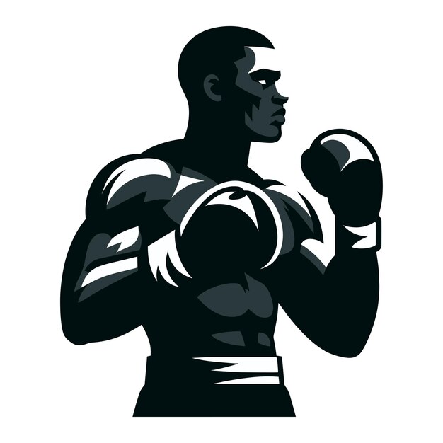 Homem boxeador atleta meio corpo desenho vetorial ilustração esporte lutador boxe combate