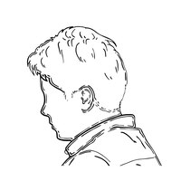 Homem com cabelo curto em perfil de camisa homem rabisco linear colorindo desenhos animados