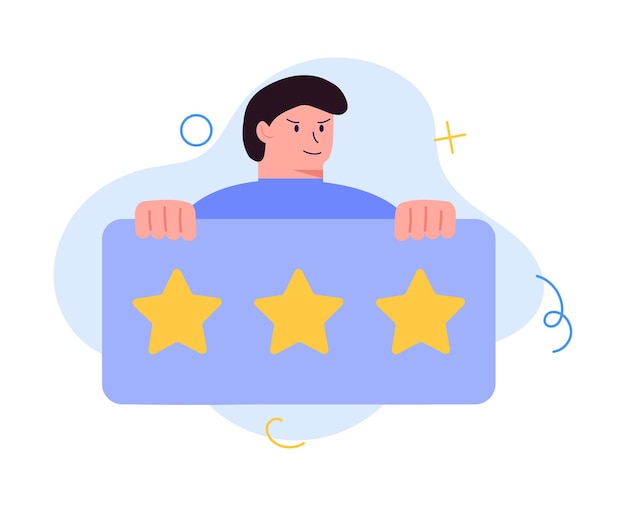 Homem com conceito de ilustração vetorial de classificação por estrelas