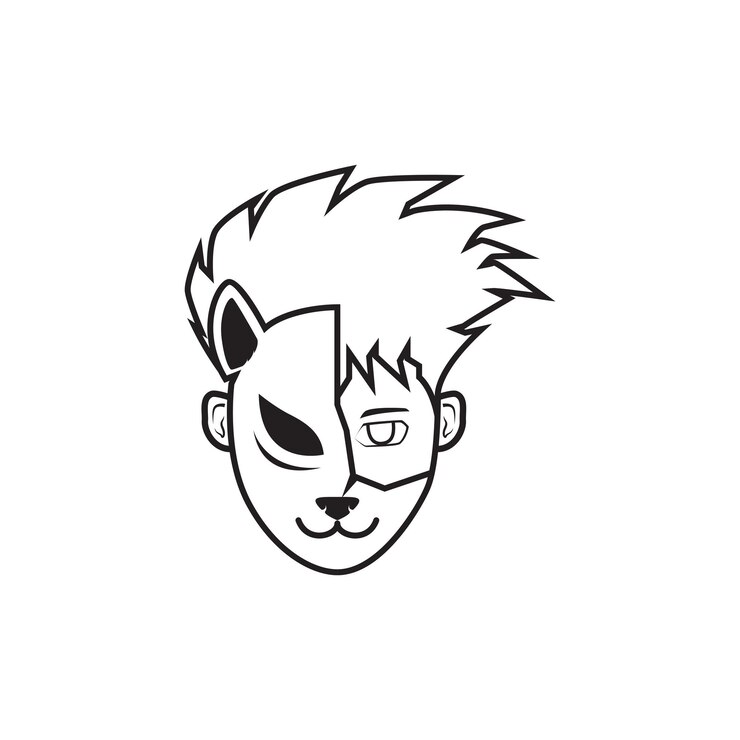 Vetor homem com máscara de gato samurai logo design gráfico vetorial símbolo ícone sinal ilustração ideia criativa