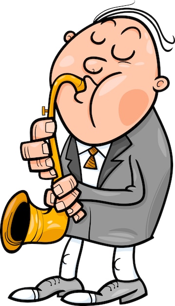 Homem com saxofone ilustração dos desenhos animados