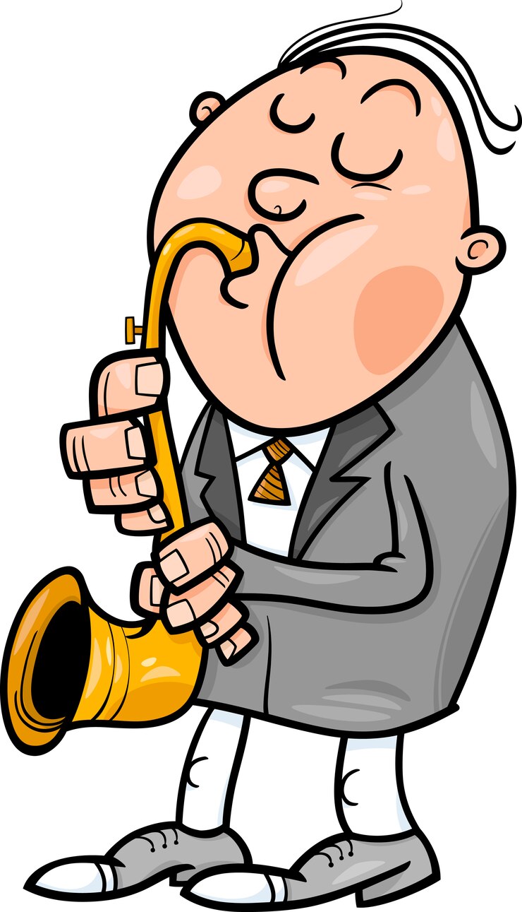 Vetor homem com saxofone ilustração dos desenhos animados