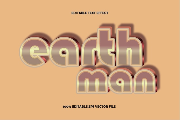 Vetor homem da terra efeito de texto editável 3d relevo gradiente estilo