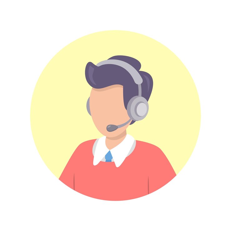 Vetor homem de avatar de operador de call center com uma ilustração vetorial de estilo simples de fone de ouvido