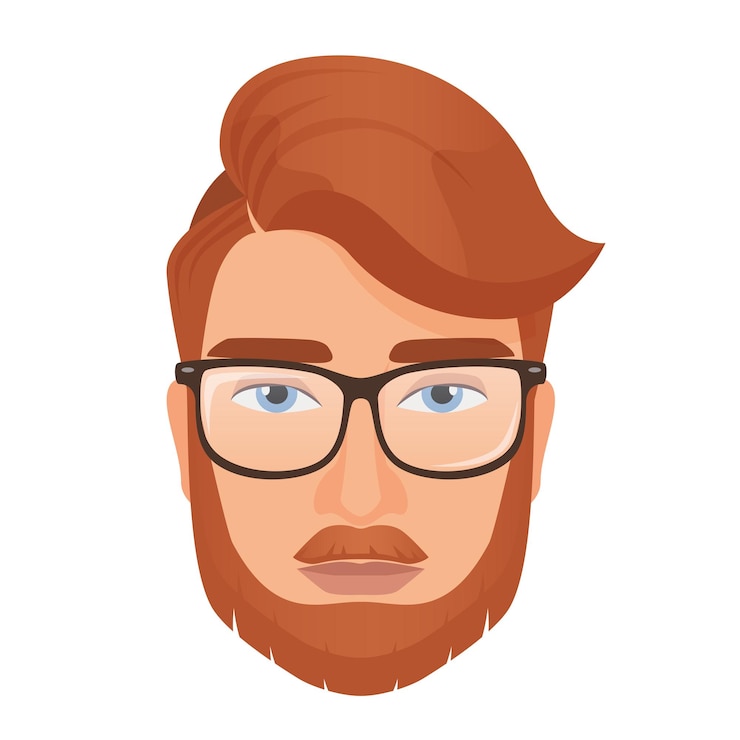 Vetor homem de cabelo vermelho e barba