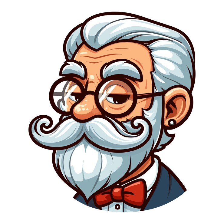 Vetor homem de desenho animado com bigode e bigode e gravata vetorial