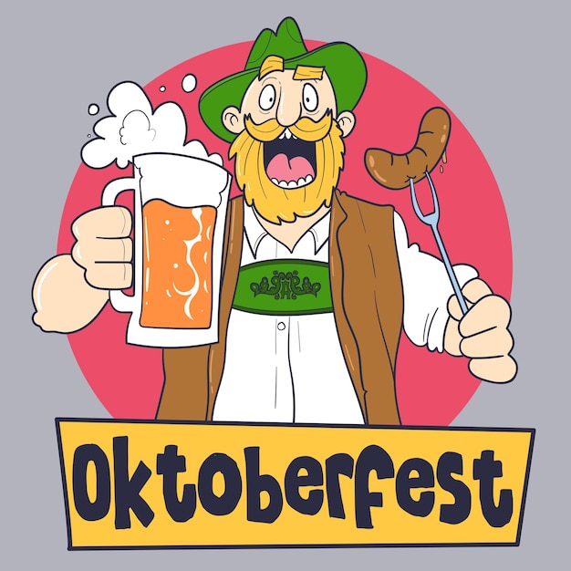 Homem de desenho animado na oktoberfest