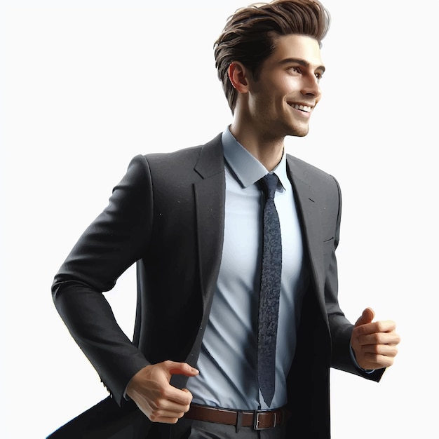 Vetor homem de negócios de terno está andando em uma ilustração vetorial de postura bem sucedida
