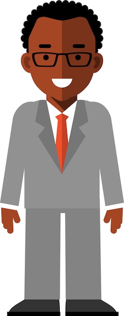 Vetor homem de negócios negro afro-americano em pé em estilo simples
