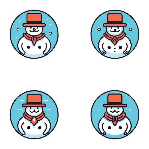 Vetor homem de neve plano mínimo ilustrado ícone de silhueta vetorial