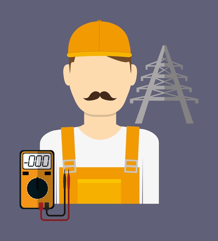 Vetor homem de técnico elétrico, ilustração vetorial