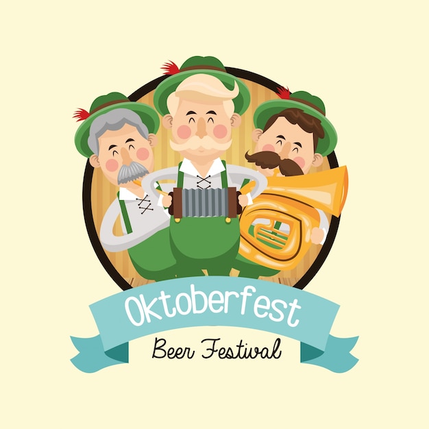 Vetor homem dos desenhos animados saxofone festival da cerveja do bigode oktoberfest alemanha ícone