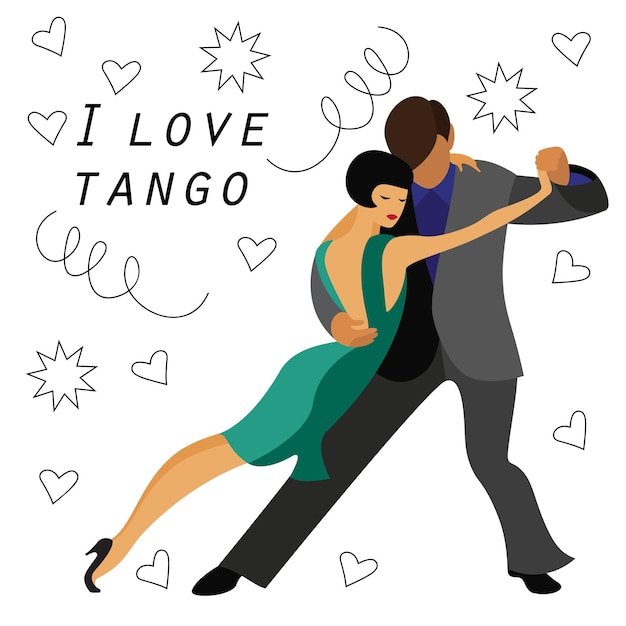 Vetor homem e mulher dançam o tango 2