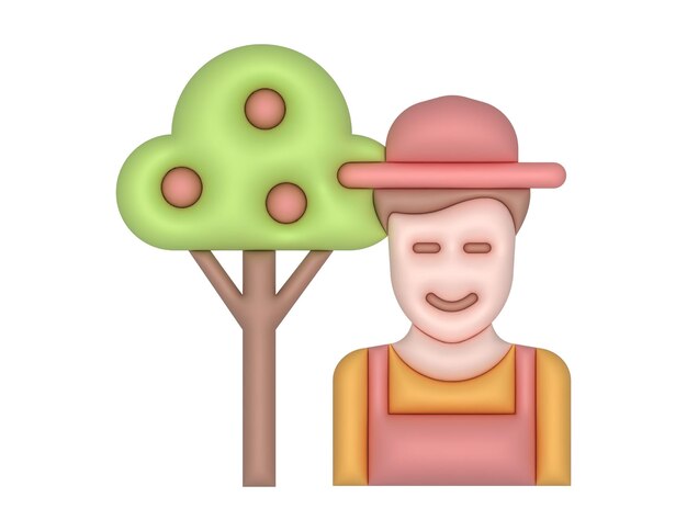 Homem e pomar jardineiro 3D