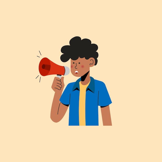 Homem falando com alto-falante Ilustração vetorial