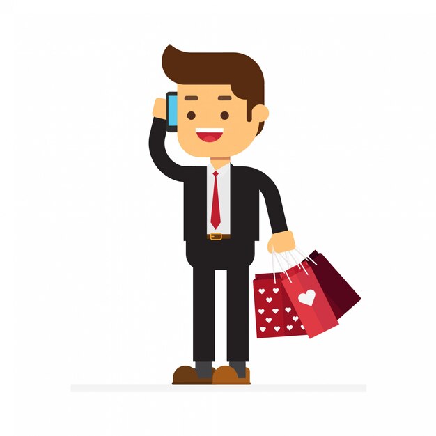 Homem faz compras pela internet usando smartphone