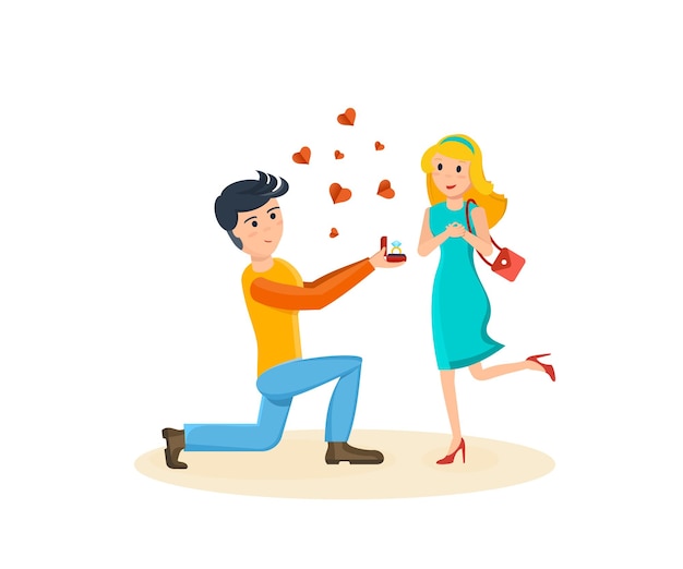 Homem faz proposta para sua amada garota encantada com surpresa