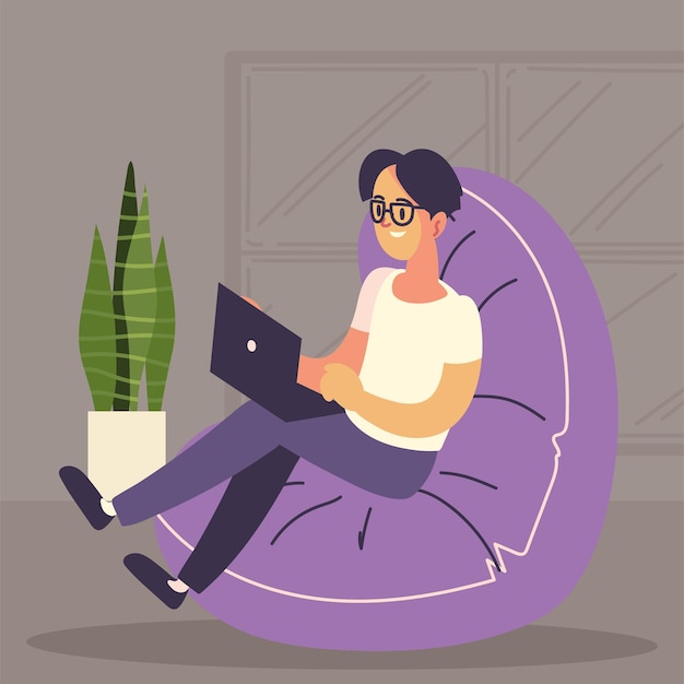 Homem freelance online trabalhando