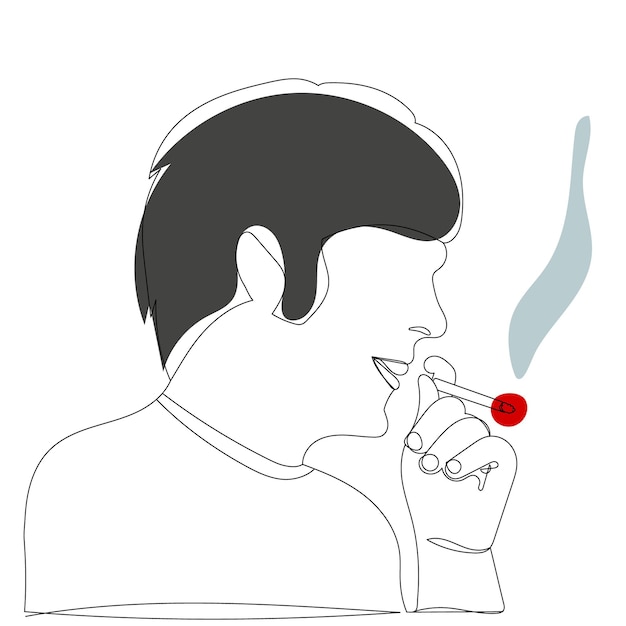 Vetor homem fumando um desenho isolado, vetor