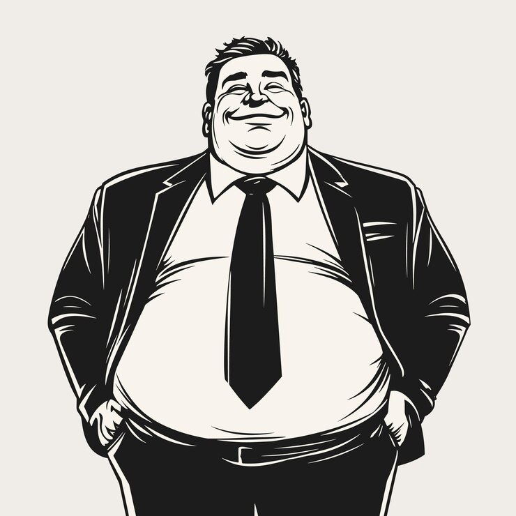 Vetor homem gordo vetor em terno em fundo branco ia generativa