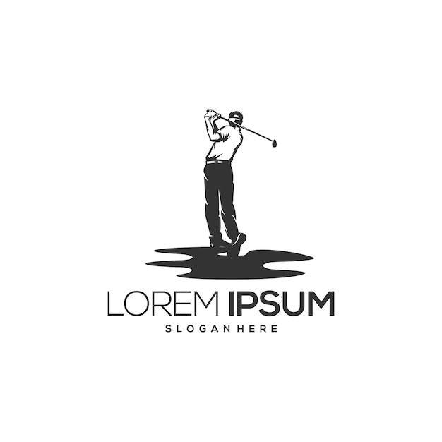 homem jogando logotipo de golfe