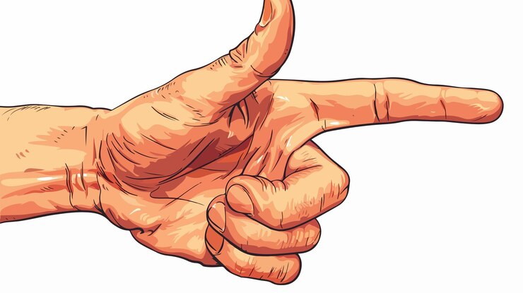Vetor homem mão signo de vitória gesto vector plano isolado
