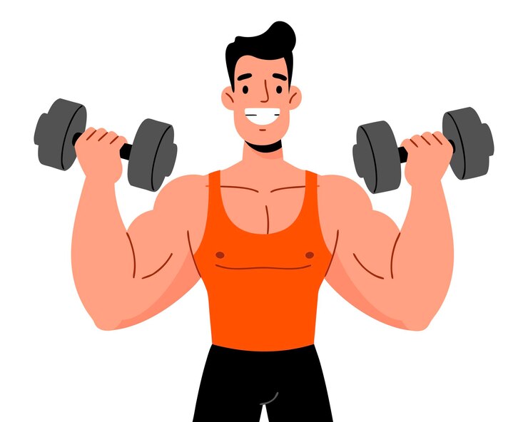 Vetor homem musculoso levantando halteres no ginásio promovendo fitness e treinamento de força para a saúde