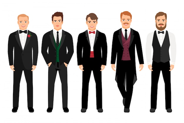 Vetor homem na ilustração ajustada do vetor do terno. personagens de negócios elegante moda dos desenhos animados isolados