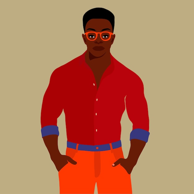 Homem negro afro em estilo de arte elegante vetor