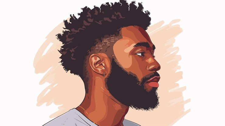 Vetor homem negro elegante com barba e cabelo ilustração vetorial de desenho animado