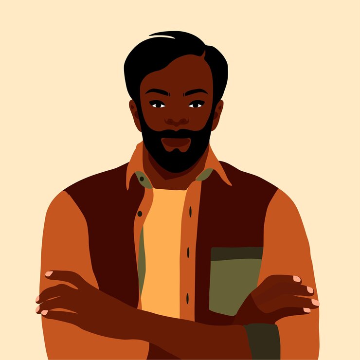 Vetor homem negro moderno e elegante em um vetor de estilo artístico elegante